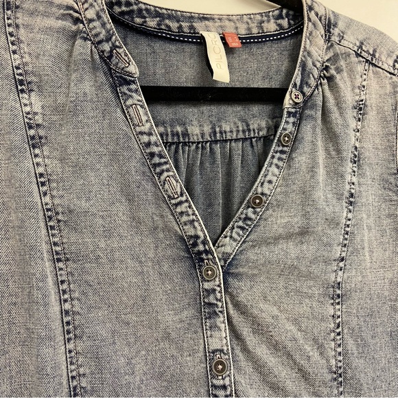 Anthropologie Pilcro Lorelei Tunic Dress Washed Denim Chambray Size 6 - Picture 6 of 11